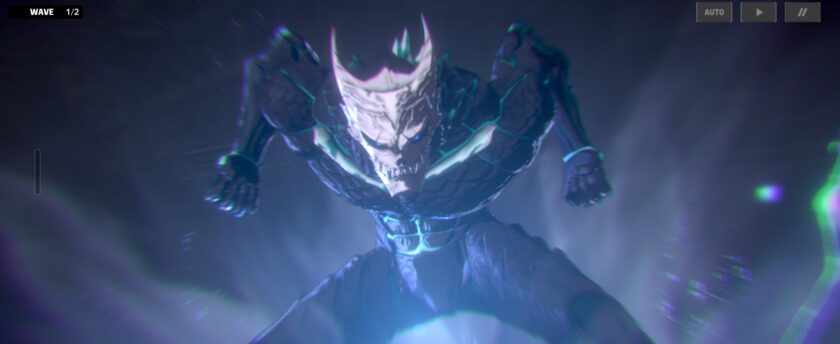 ゲーム「怪獣８号」怪獣８号が構えをとっている画面